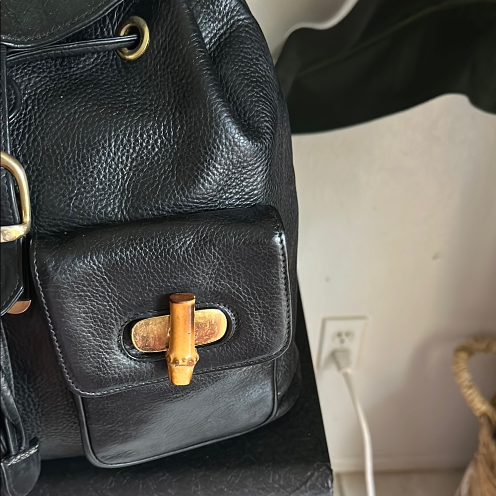 Black Leather Backpack - Picture 3 of 16